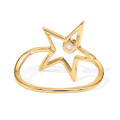 Simulated Diamond Star Ring in 14K Yellow Gold Over Sterling Silver (Size 7.0)