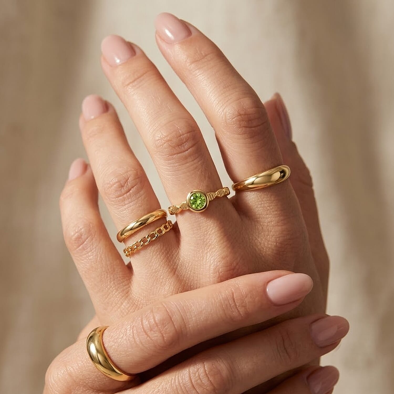 Hebei Peridot 0.10 ctw Solitaire Ring in 14K Yellow Gold Over Sterling Silver (Size 8.0)