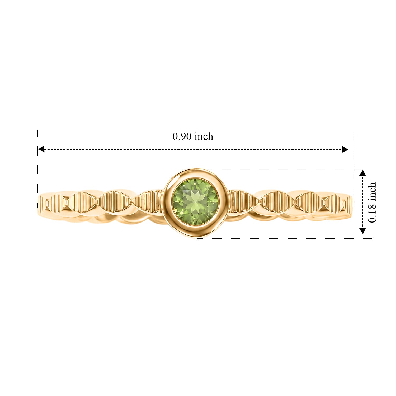 Hebei Peridot 0.10 ctw Solitaire Ring in 14K Yellow Gold Over Sterling Silver (Size 8.0)