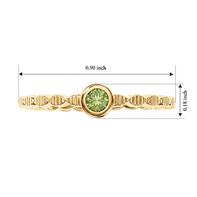 Hebei Peridot 0.10 ctw Solitaire Ring in 14K Yellow Gold Over Sterling Silver (Size 8.0)