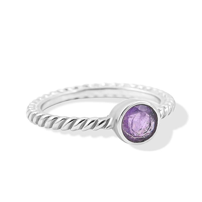 Amethyst 0.50 ctw Solitaire Ring in Sterling Silver (Size 7.0)