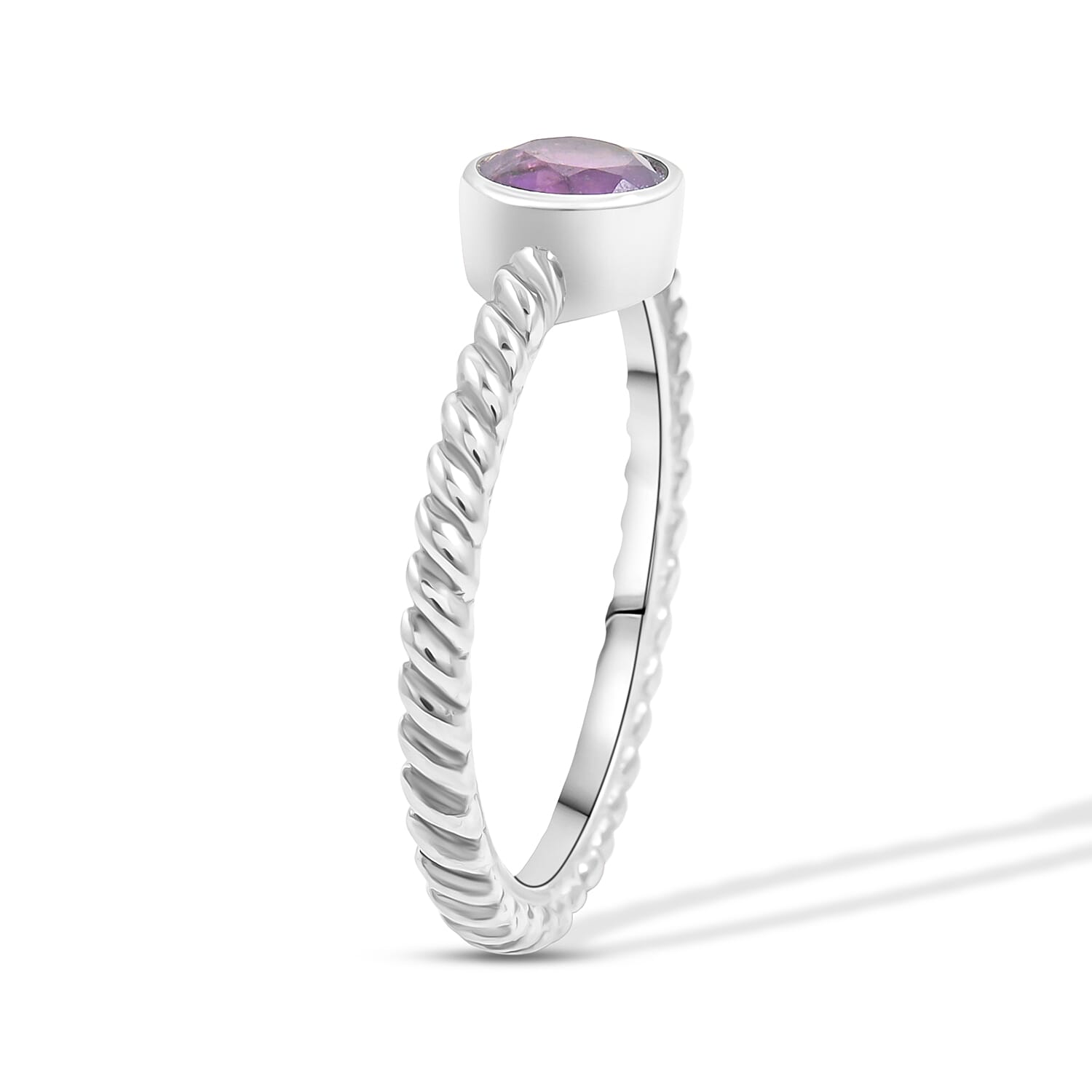 Amethyst 0.50 ctw Solitaire Ring in Sterling Silver (Size 7.0)