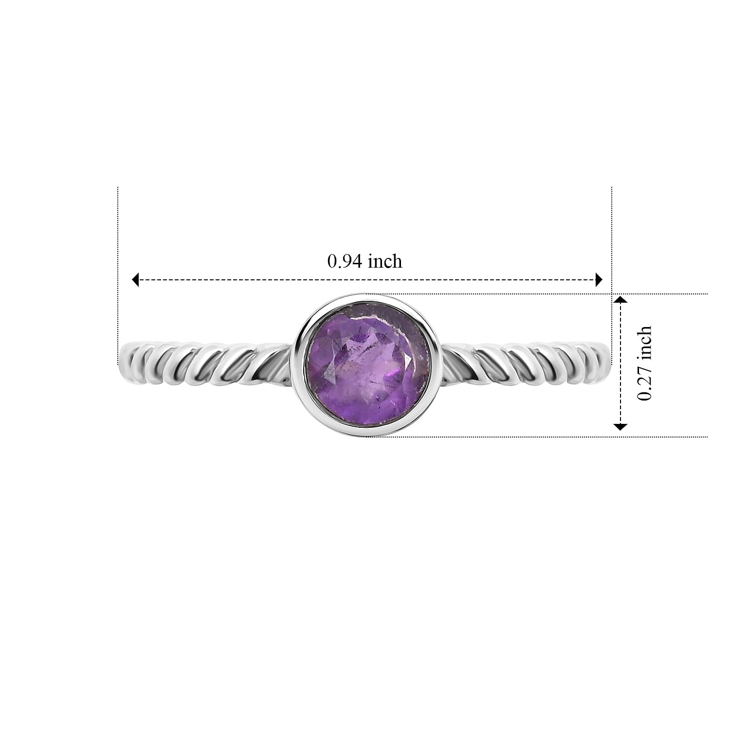 Amethyst 0.50 ctw Solitaire Ring in Sterling Silver (Size 7.0)