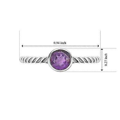 Amethyst 0.50 ctw Solitaire Ring in Sterling Silver (Size 7.0)