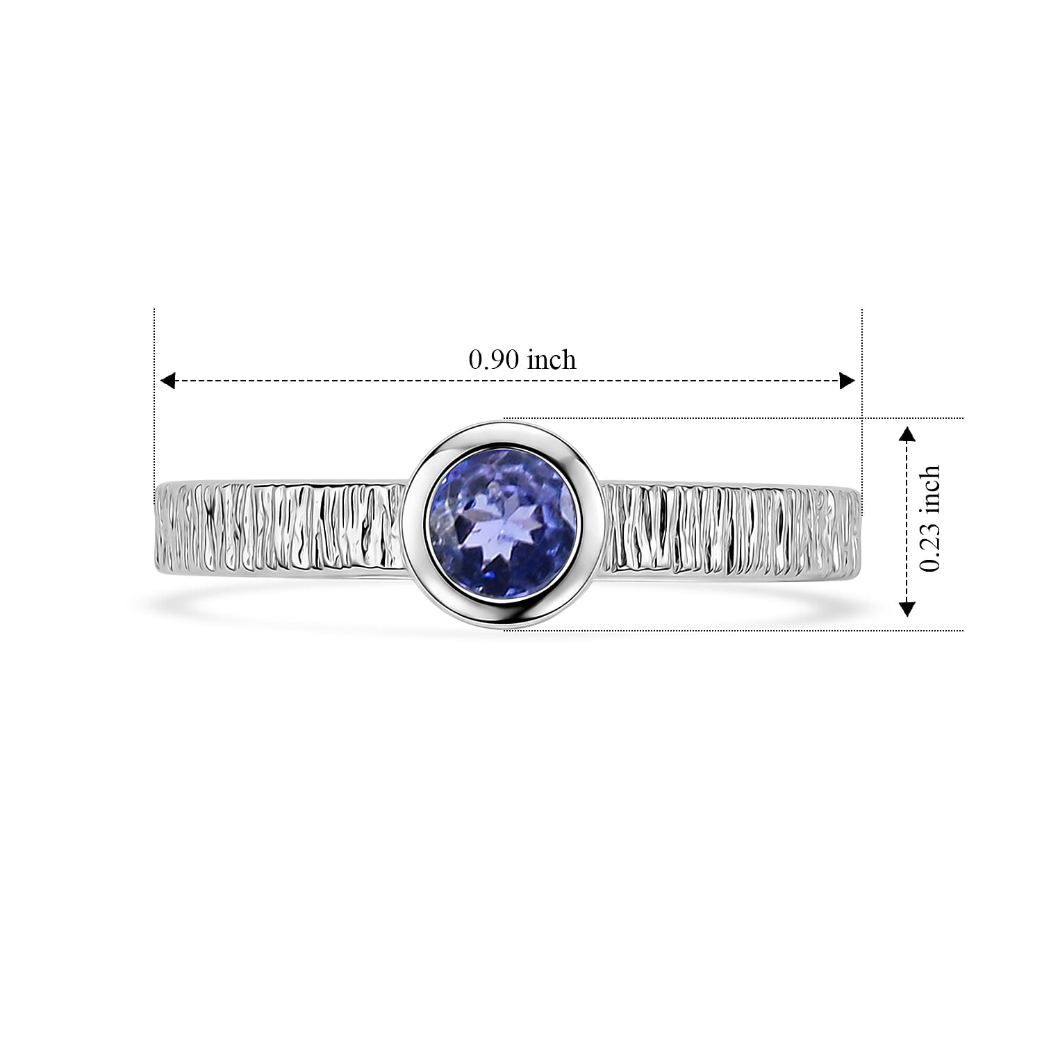 Blue Quartz 0.11 ctw Solitaire Ring in Sterling Silver (Size 7.5)