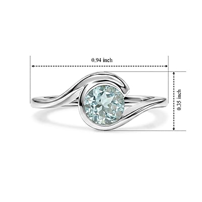 Aquamarine 0.75 ctw Solitaire Ring in Sterling Silver (Size 7.0)