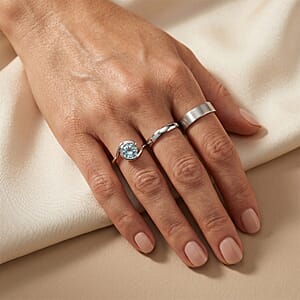 Aquamarine 0.75 ctw Solitaire Ring in Sterling Silver (Size 9.0)