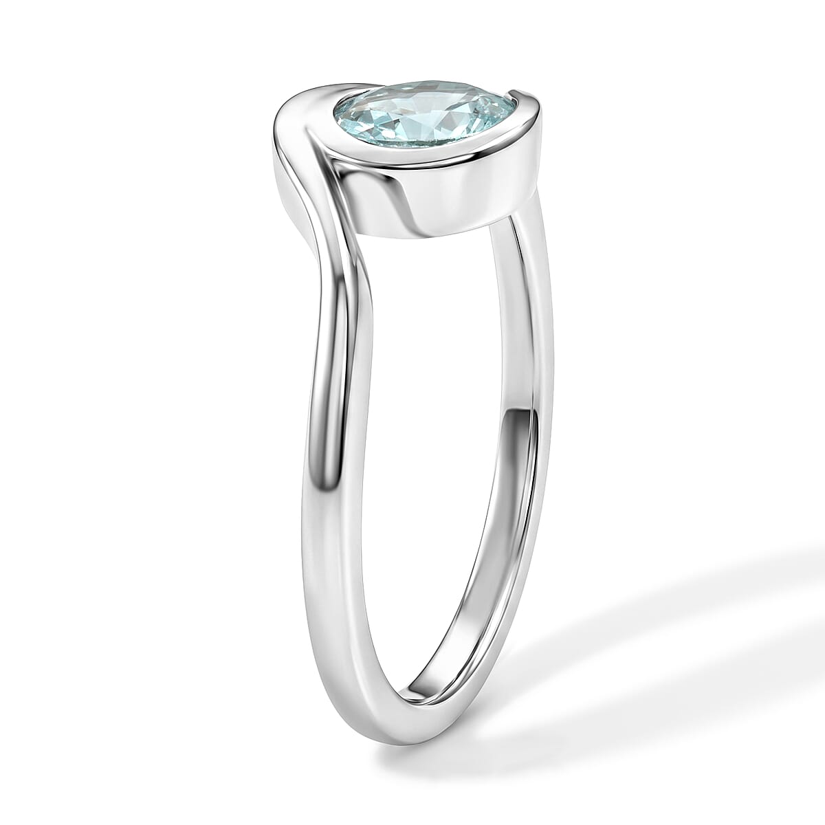 Aquamarine 0.75 ctw Solitaire Ring in Sterling Silver (Size 9.0) image number 3