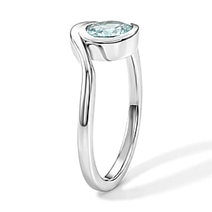 Aquamarine 0.75 ctw Solitaire Ring in Sterling Silver (Size 9.0)
