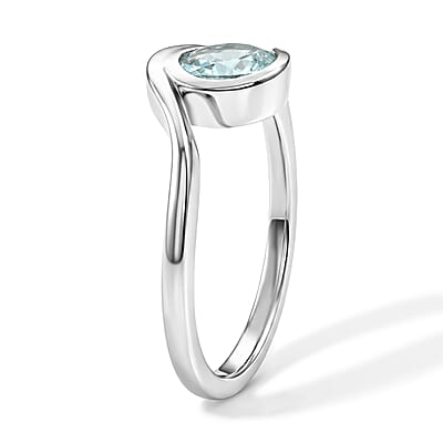 Aquamarine 0.75 ctw Solitaire Ring in Sterling Silver (Size 9.0)