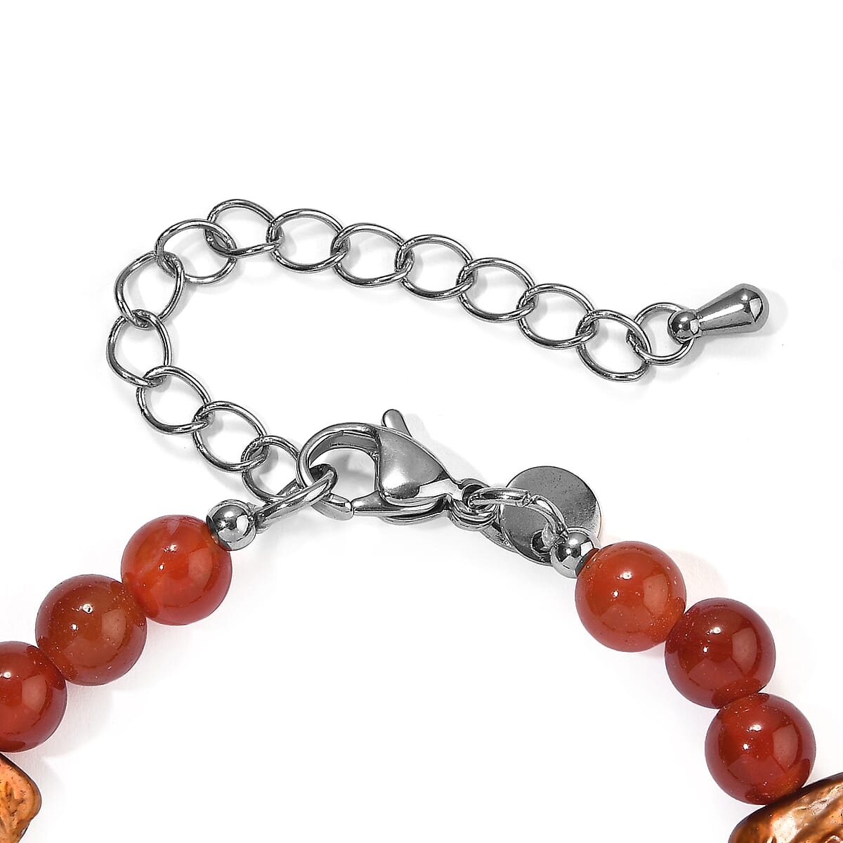 EverTrue Bronze Pearl (D) and Multi Gemstone 55.00 ctw Bracelet in Stainless Steel (7.25 In) image number 1