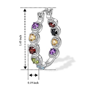 EverTrue Multi Gemstone 4.50 ctw Hoop Earrings in Stainless Steel