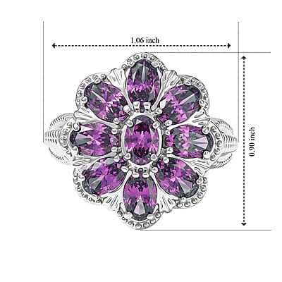 EverTrue Simulated Amethyst Color Diamond Ring in Stainless Steel (Size 6.0)