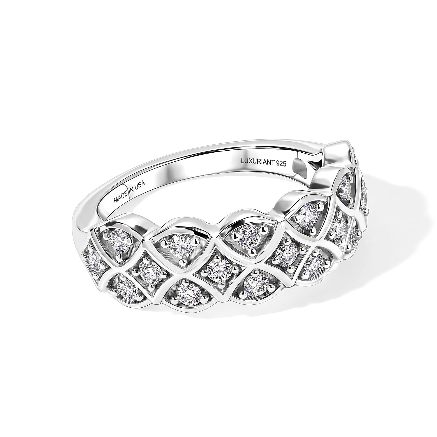Luxuriant Lab Grown Diamond G-H SI 0.50 ctw Band Ring in Rhodium Over Sterling Silver (Size 10.0)