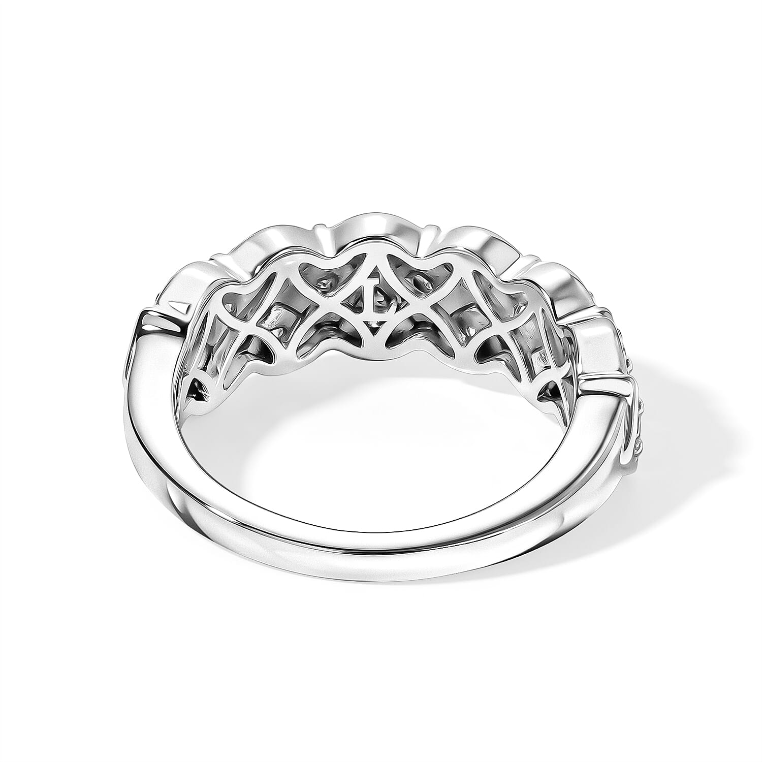 Luxuriant Lab Grown Diamond G-H SI 0.50 ctw Band Ring in Rhodium Over Sterling Silver (Size 10.0)