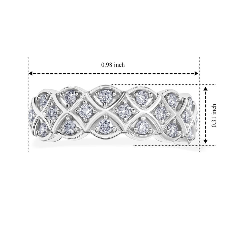 Luxuriant Lab Grown Diamond G-H SI 0.50 ctw Band Ring in Rhodium Over Sterling Silver (Size 10.0)