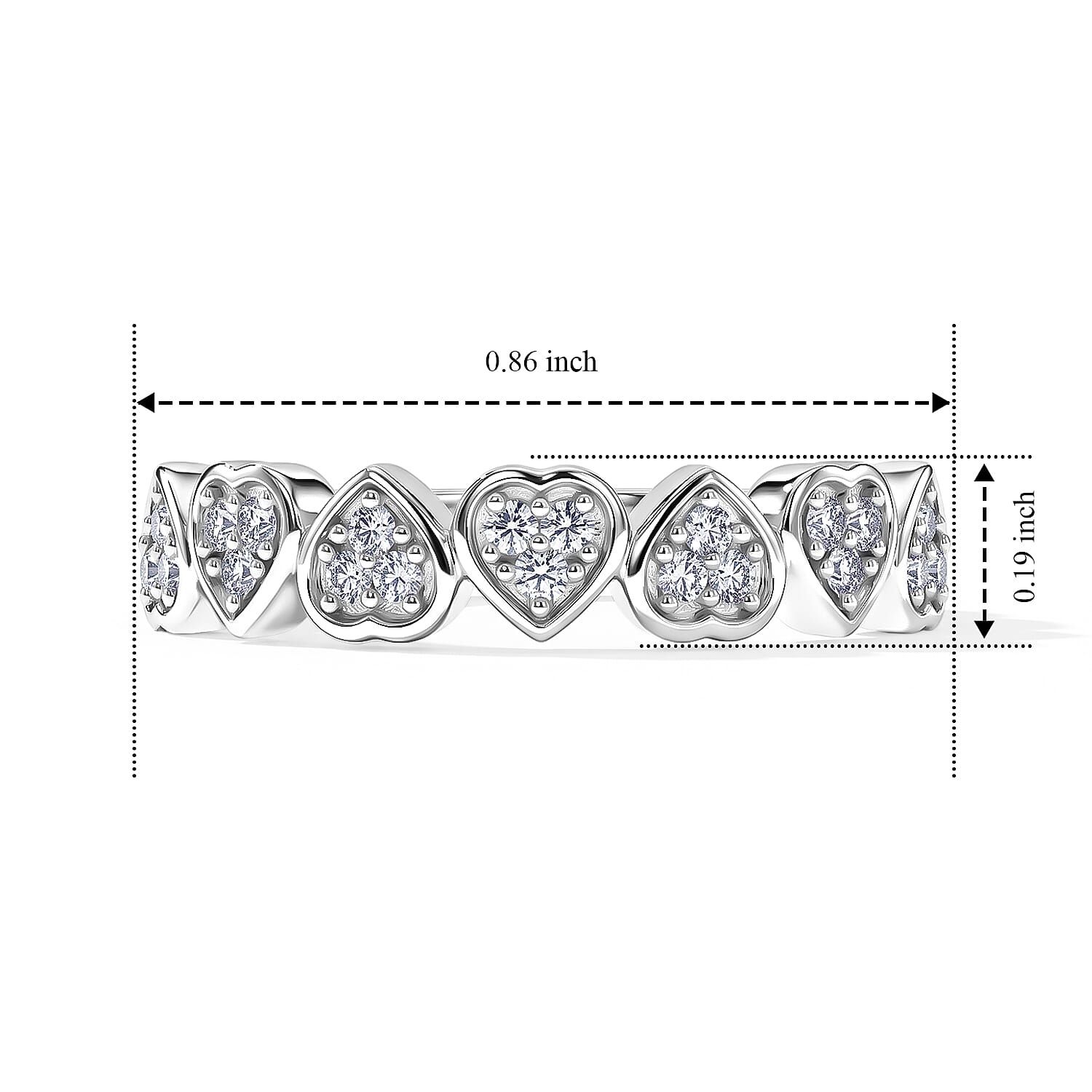 Luxuriant Lab Grown Diamond G-H SI 0.20 ctw Ring in Rhodium Over Sterling Silver (Size 10.0)