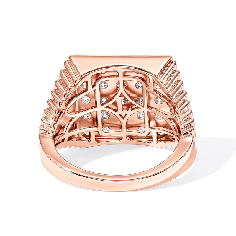 Luxuriant Lab Grown Diamond G-H SI Men's Ring in 18K Vermeil Rose Gold Over Sterling Silver (Size 9.0)