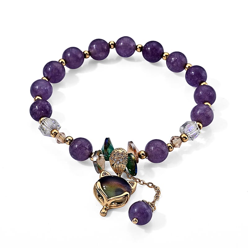 Austrian Purple Crystal Bracelet in Goldtone (6.00-9.00In)