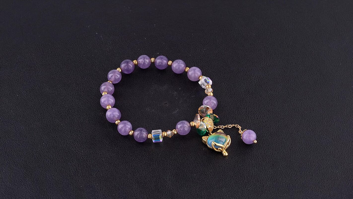 Austrian Purple Crystal Bracelet in Goldtone (6.00-9.00In)
