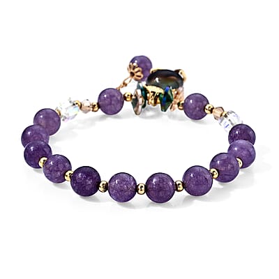 Austrian Purple Crystal Bracelet in Goldtone (6.00-9.00In)