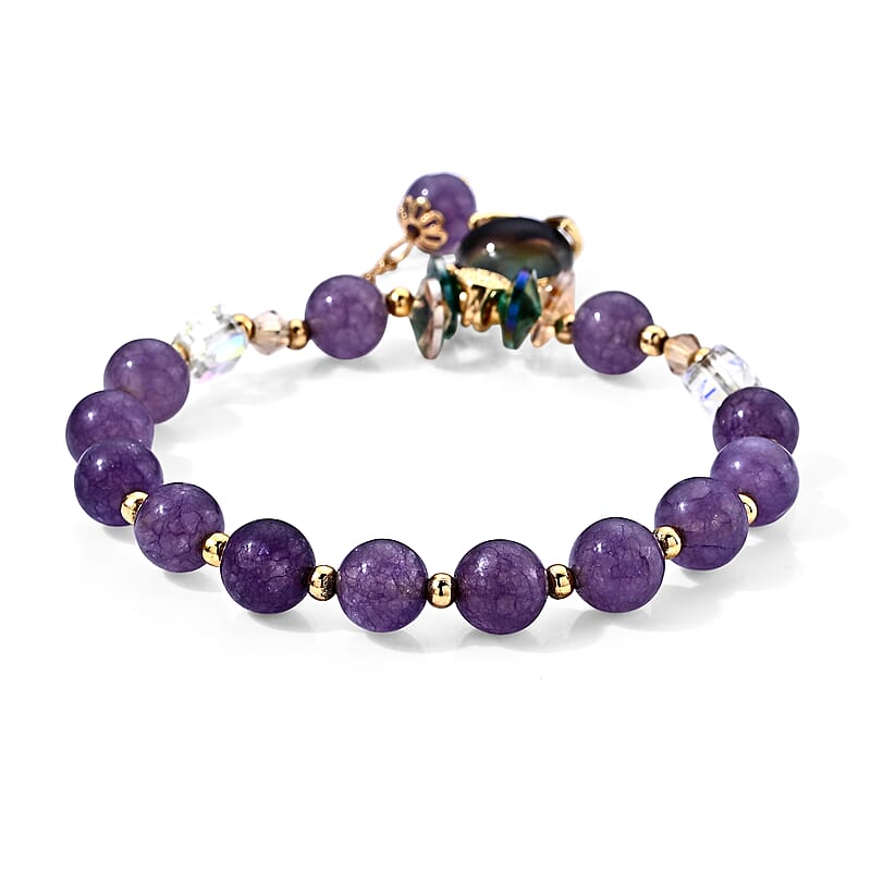 Austrian Purple Crystal Bracelet in Goldtone (6.00-9.00In)