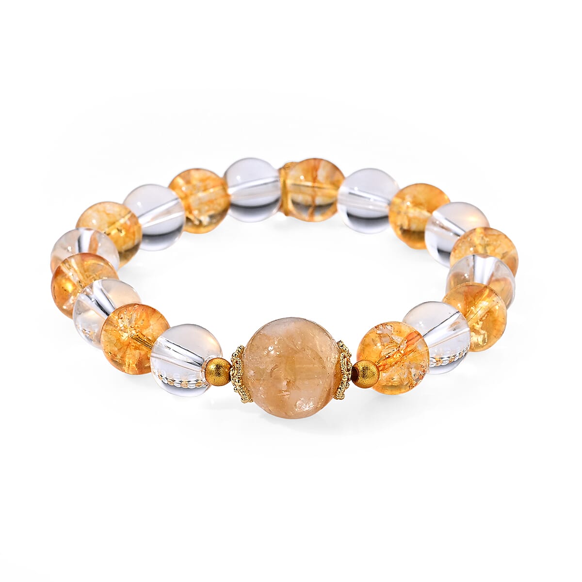 Austrian White and Yellow Crystal Bracelet in Goldtone (6.00-6.50In)
