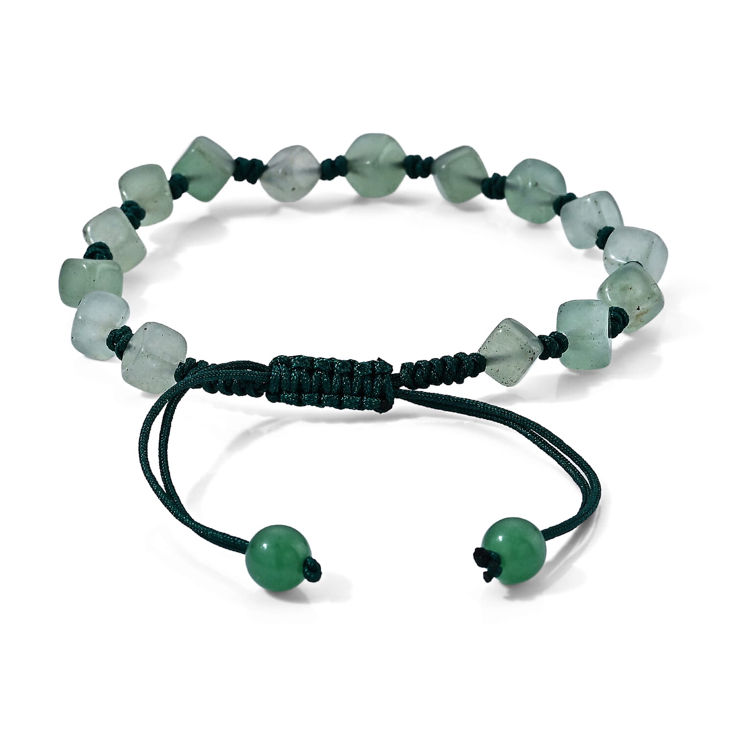 Green Aventurine 28.00 ctw Cotton Cord Beaded Bracelet (6-9In)