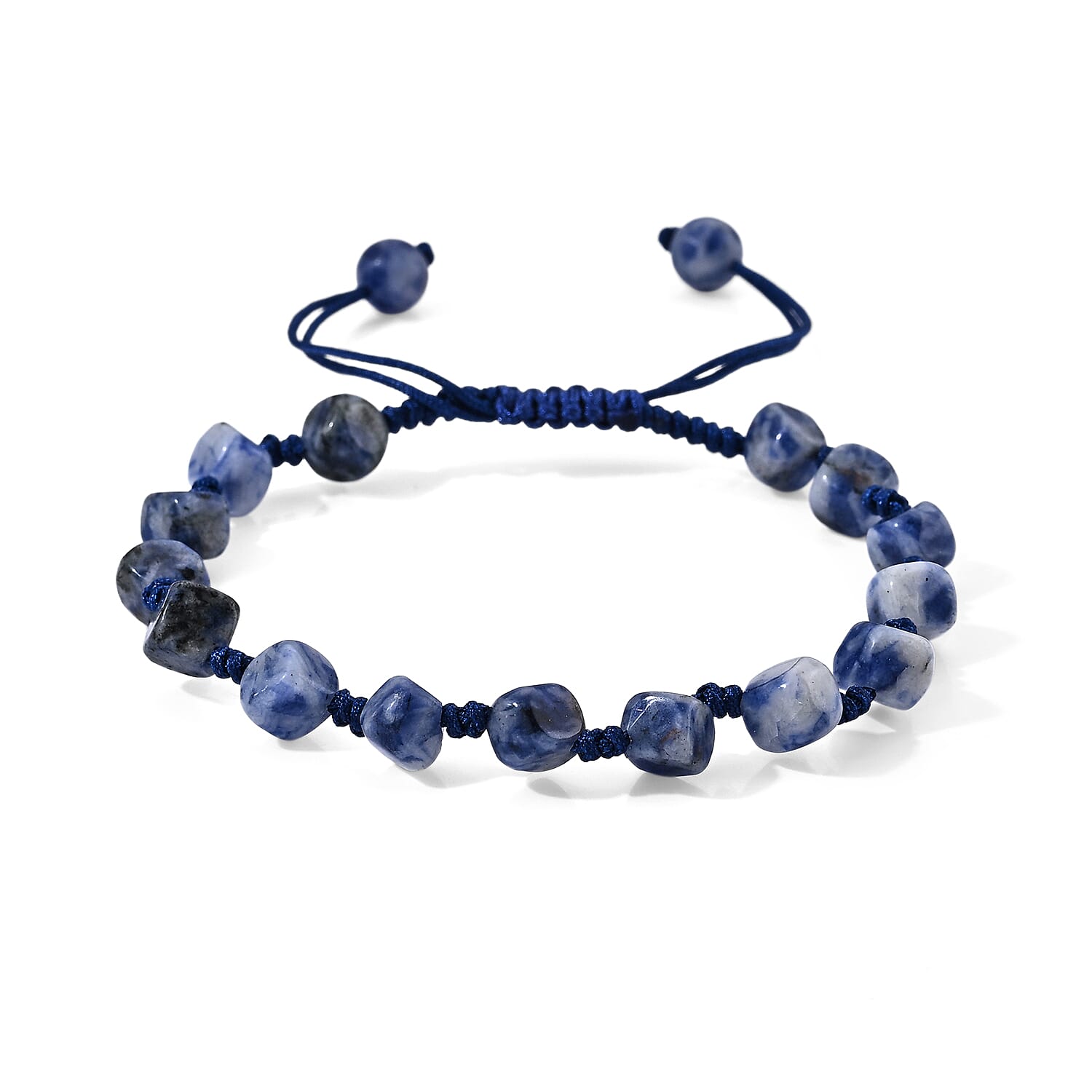 Blue Sodalite 28.00 ctw Cotton Cord Beaded Bracelet (6-9In)