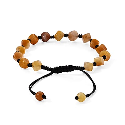 Yellow Quartzite 28.00 ctw Cotton Cord Beaded Bracelet (6-9In)