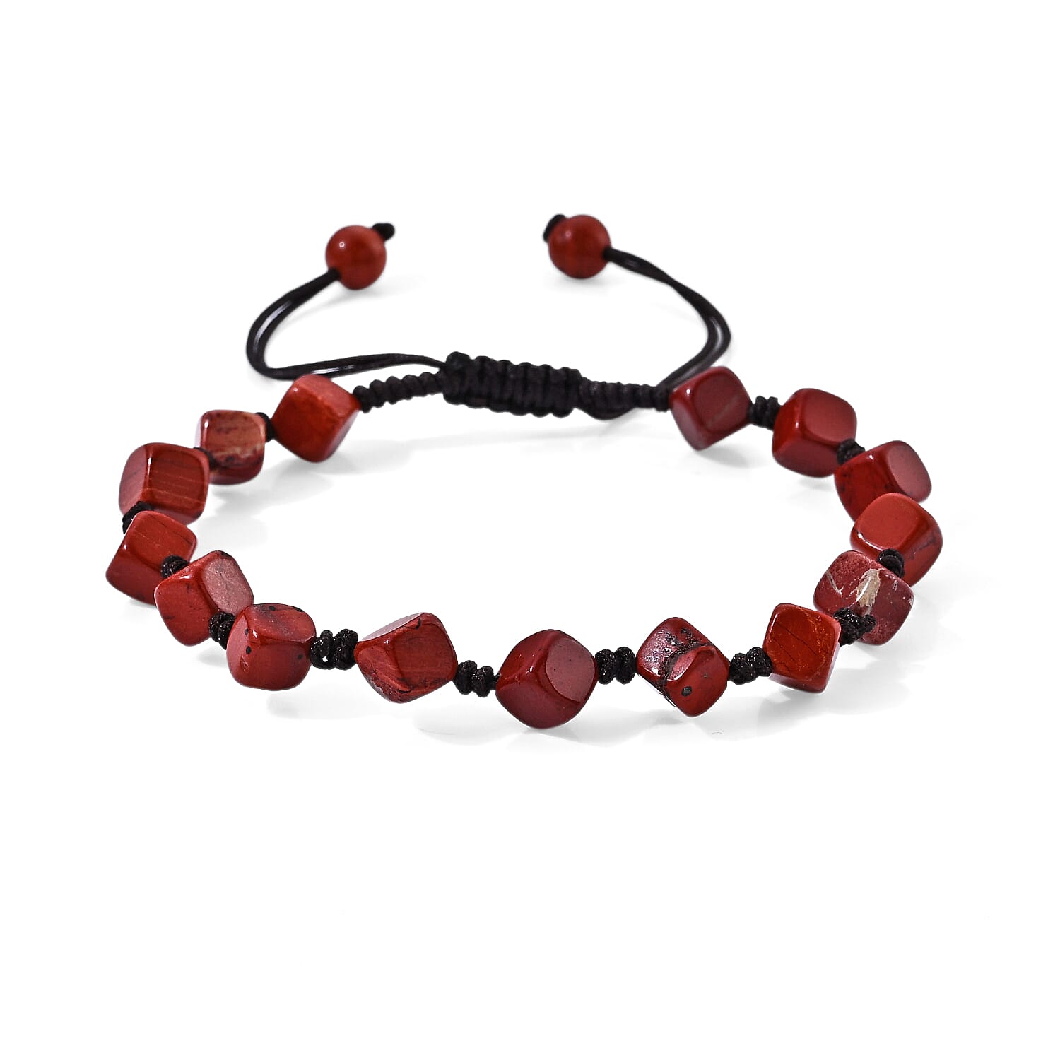Red Jasper 28.00 ctw Cotton Cord Beaded Bracelet (6-9In)