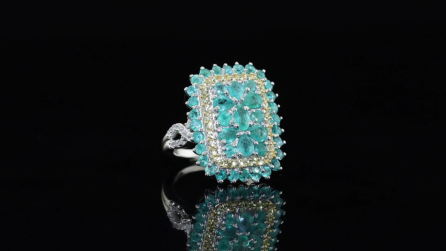 D''Joy Tanzanite and Multi Gemstone 3.50 ctw Ring in Rhodium Over Sterling Silver (Size 10.0)