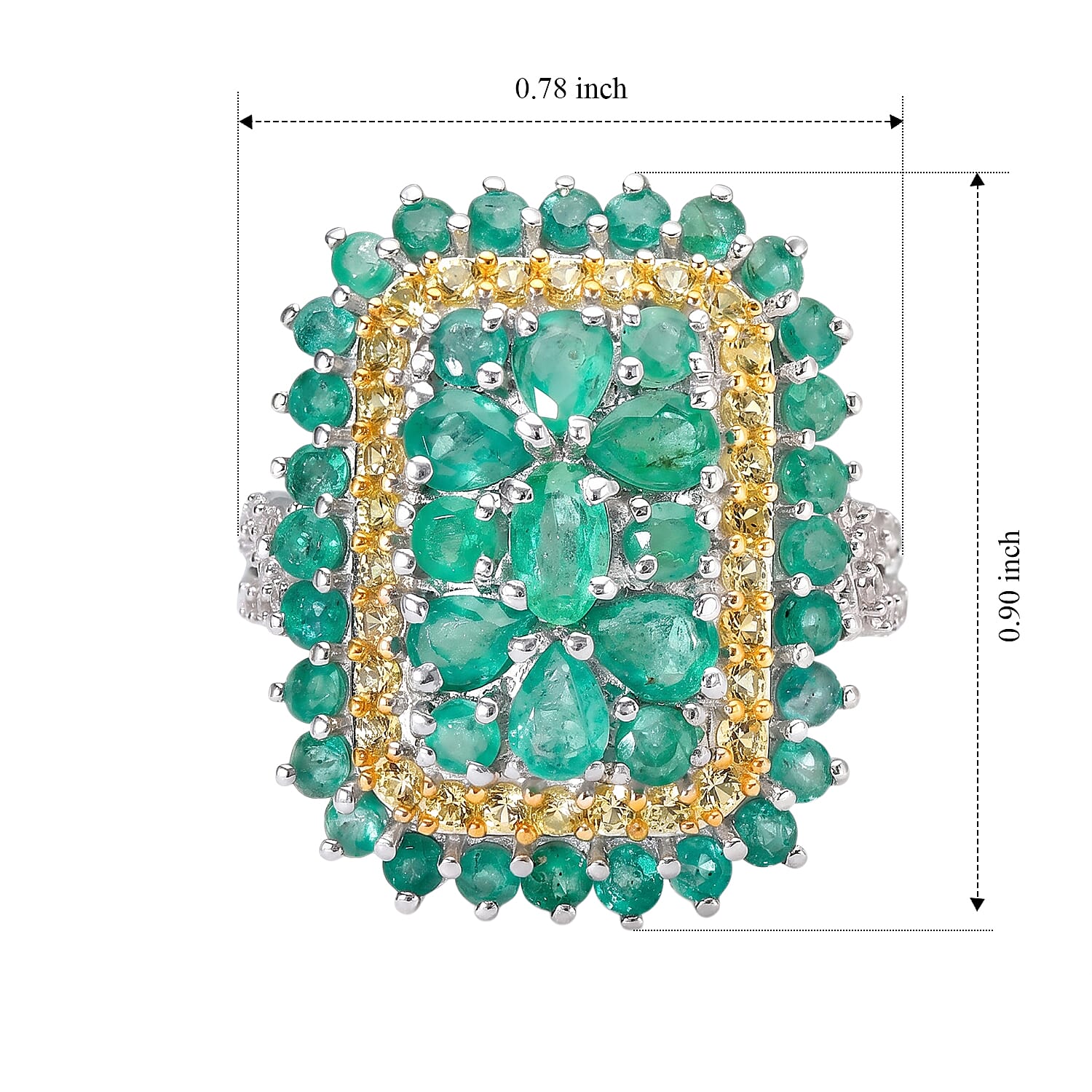 D'Joy Kagem Zambian Emerald and Multi Gemstone 3.15 ctw Ring in Rhodium Over Sterling Silver (Size 10.0)
