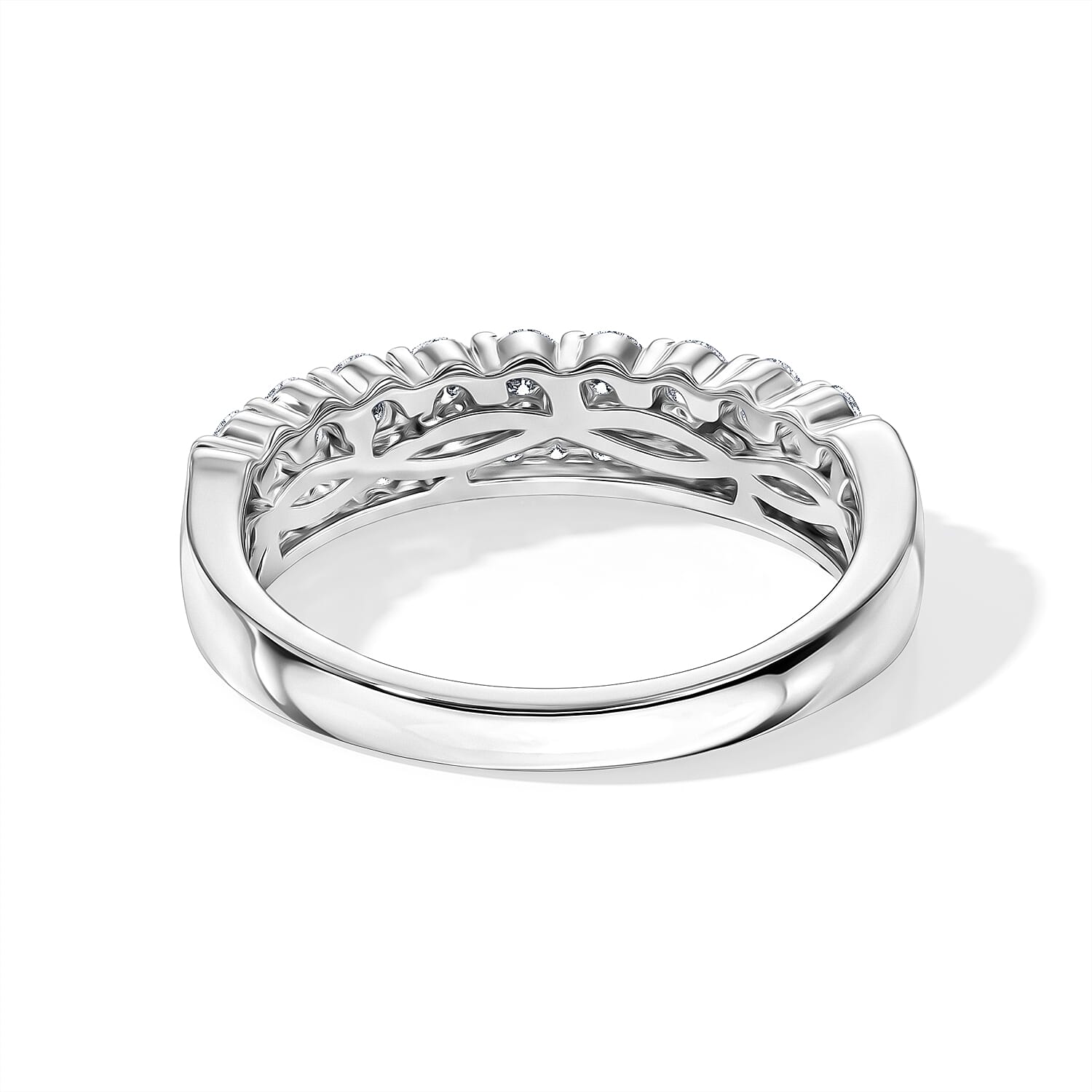 Luxuriant Lab Grown Diamond G-H SI 0.50 ctw Band Ring in Rhodium Over Sterling Silver (Size 10.0)