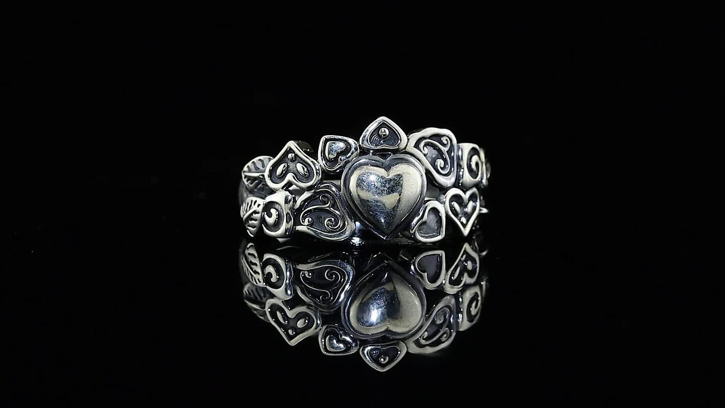 D''Joy Passport to Israel Sterling Silver Heart Ring (Size 7.0) (4.65 g)