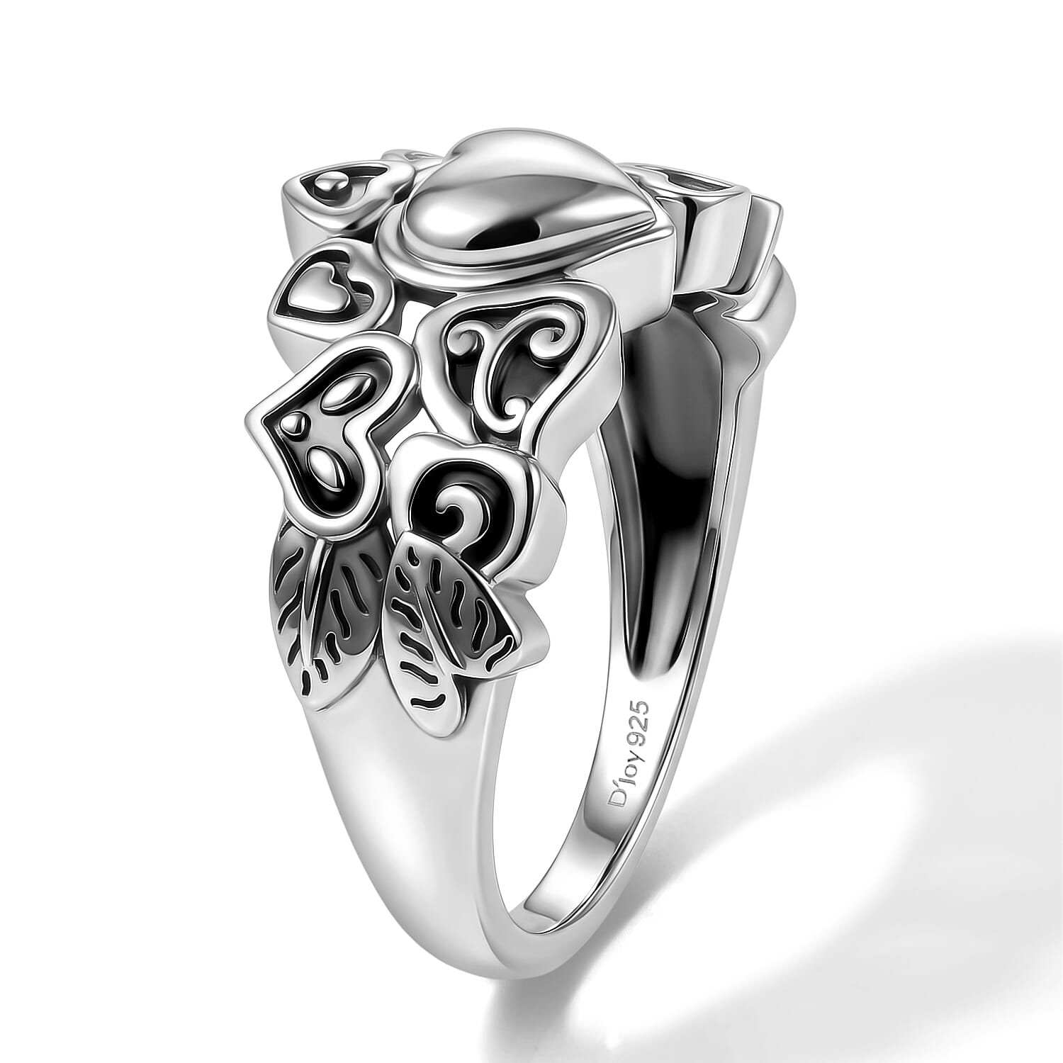 D'Joy Passport to Israel Artisan Crafted Heart Ring in Sterling Silver (Size 6.0) 5.30 Grams