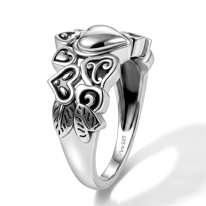 D'Joy Passport to Israel Artisan Crafted Heart Ring in Sterling Silver (Size 7.0) 5.30 Grams