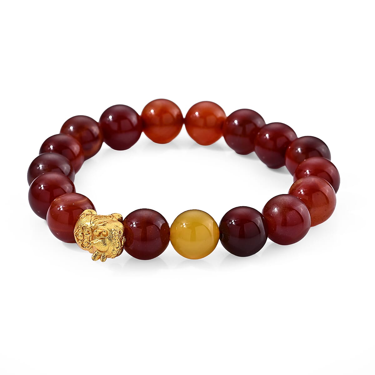 Red and Yellow Agate 133.00 ctw Bracelet in Goldtone (6.00-6.50In)