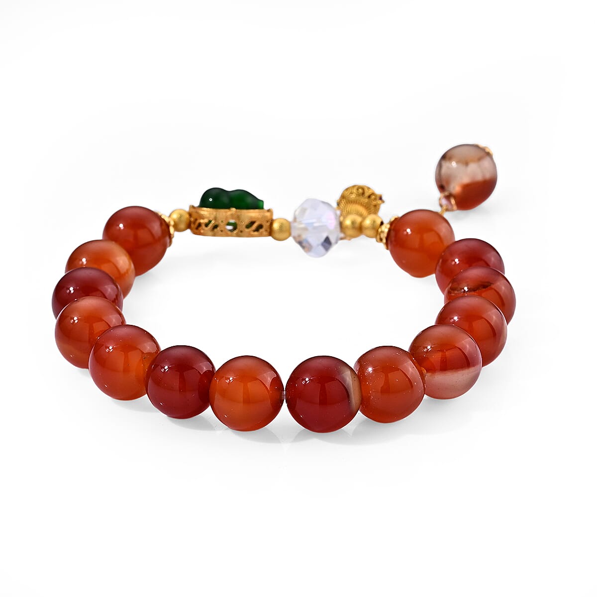 Red Agate 130.00 ctw Bracelet in Goldtone (6.00-6.50In)