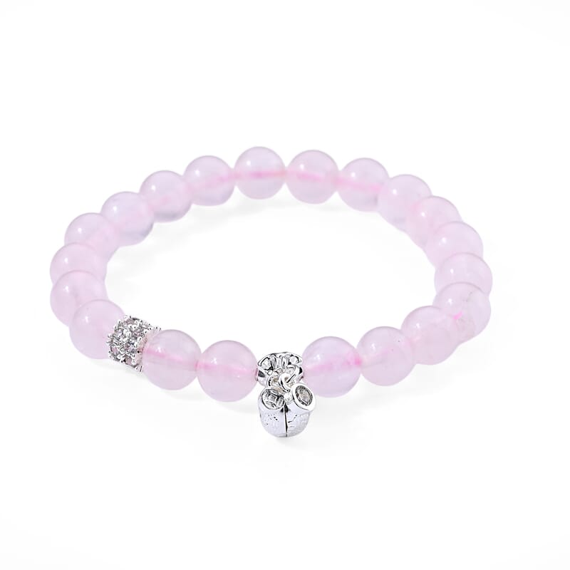 Austrian Pink Crystal Bracelet in Silvertone (6.00-6.50In)