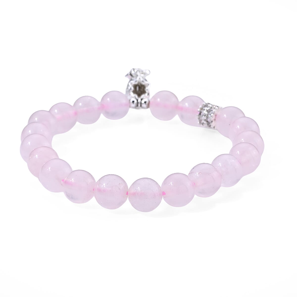 Austrian Pink Crystal Bracelet in Silvertone (6.00-6.50In)