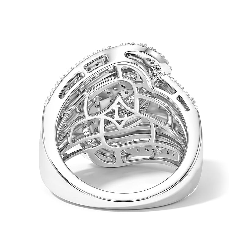 Luxuriant Lab Grown Diamond SI 1.00 ctw Ring in Rhodium Over Sterling Silver (Size 6.0)