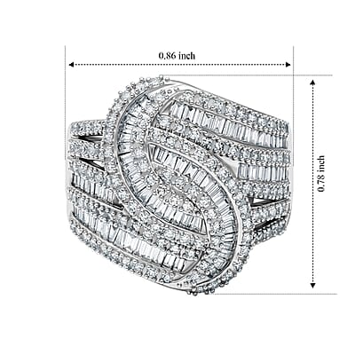 Luxuriant Lab Grown Diamond SI 1.00 ctw Crossover Bridge Ring in Rhodium Over Sterling Silver (Size 6.0)
