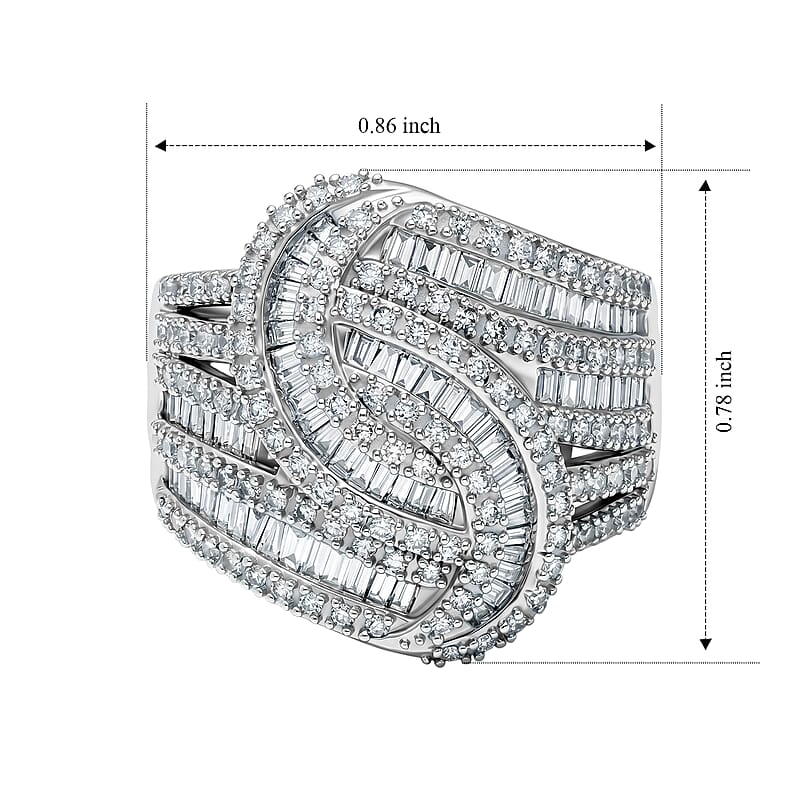 Luxuriant Lab Grown Diamond SI 1.00 ctw Ring in Rhodium Over Sterling Silver (Size 6.0)