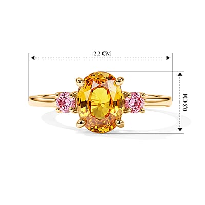 AAA Yellow Sapphire and Luxuriant Lab Grown Pink Diamond VS 1.70 ctw Ring in 10K Yellow Gold (Size  6.0)
