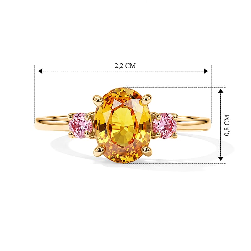 AAA Yellow Sapphire and Luxuriant Lab Grown Pink Diamond VS 1.70 ctw Ring in 10K Yellow Gold (Size 6.0)