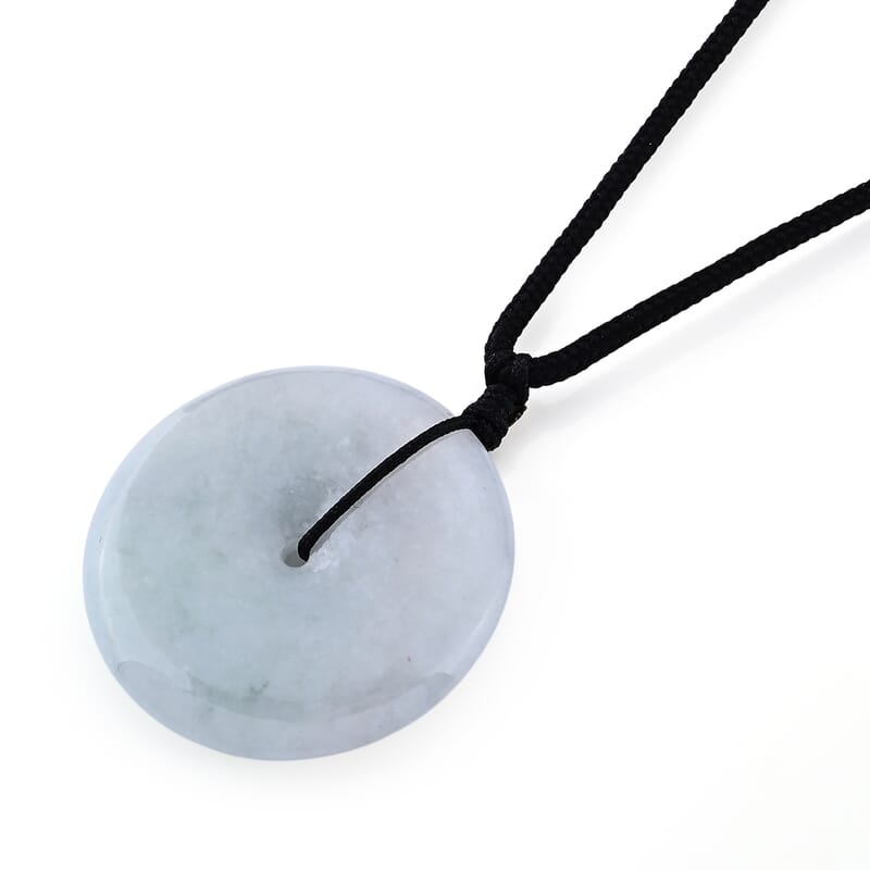 Natural Jade 40.00 ctw Peace Buckle Black Cord Necklace (28 Inches)