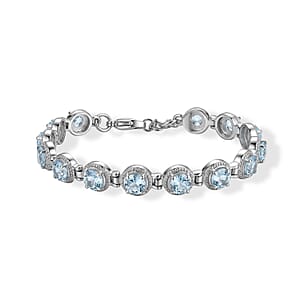 EverTrue Sky Blue Topaz 10.10 ctw Bracelet in Stainless Steel (6.50 In)