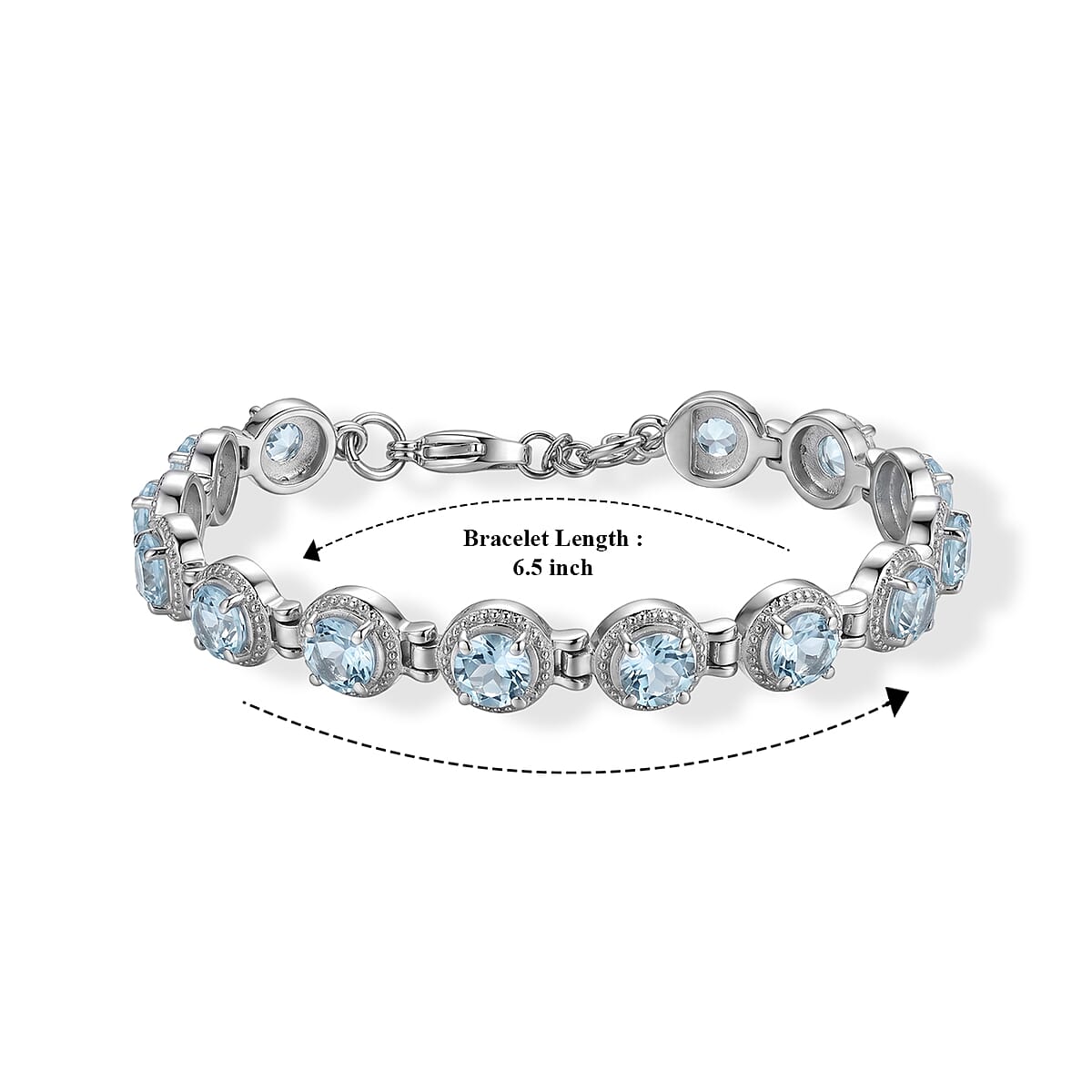 EverTrue Sky Blue Topaz 10.10 ctw Bracelet in Stainless Steel (6.50 In) image number 2