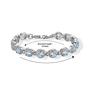 EverTrue Sky Blue Topaz 10.10 ctw Bracelet in Stainless Steel (6.50 In)